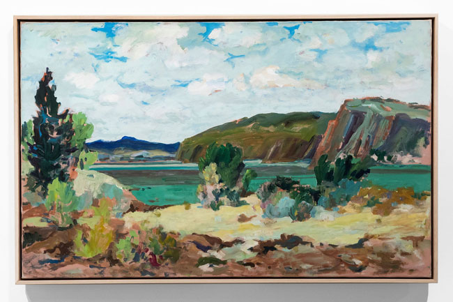 Wynona Mulcaster, Between the Hills, ND, acrylic on canvas. The Mann Art Gallery Collection. Gift of the artist, 2005. (Photo: Carey Shaw)