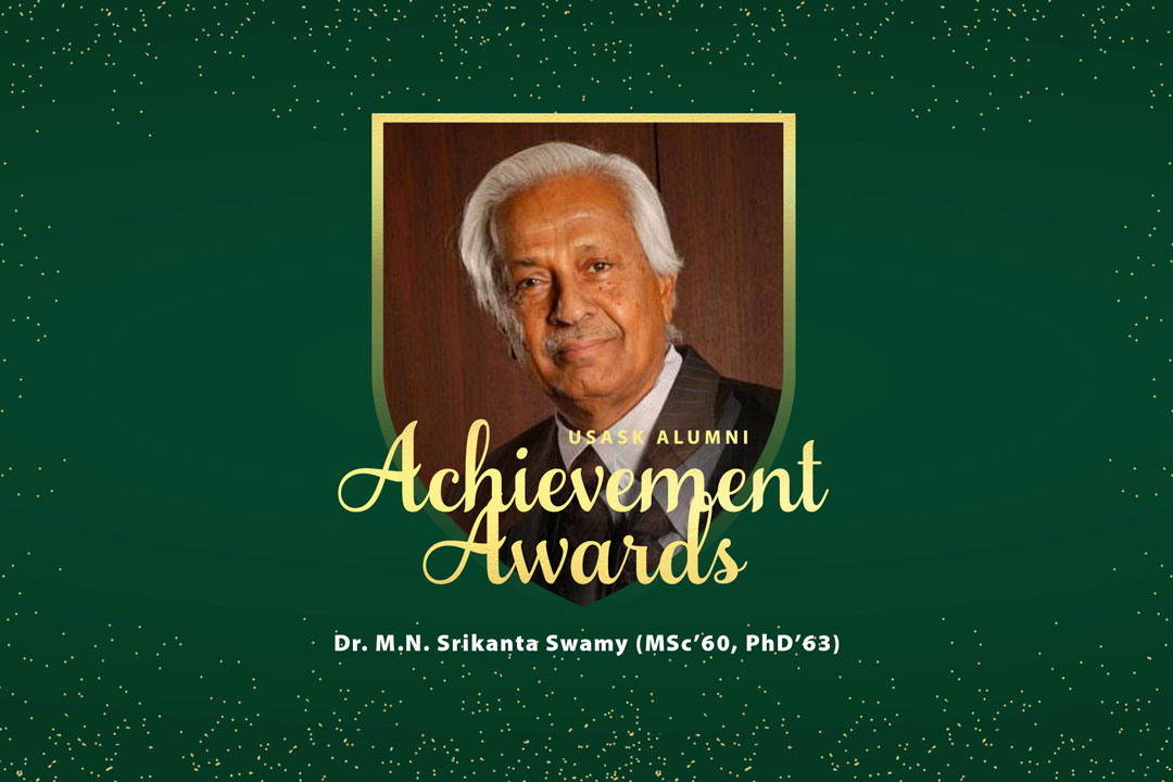 Image of Dr. M.N. Srikanta Swamy with Alumni Achievement Awards logo and design