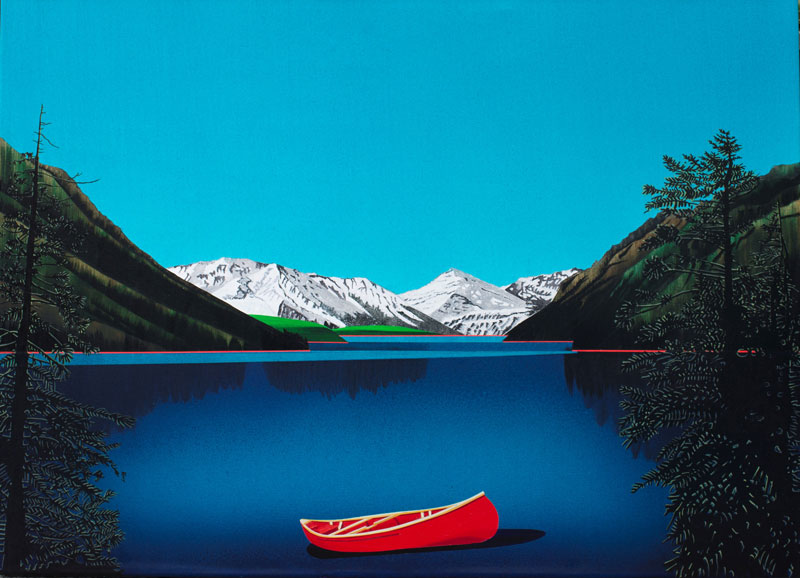 David Thauberger, Summer Drift, 2018, acrylic on canvas, 91.4 x 116.8 cm. The McCreath Canoe Collection.