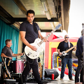 Band playing in Rally Alley